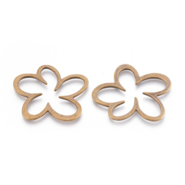 2 x metalen gesloten ring – bloemvorm 43 x 40 x 2 mm – geelkoperkleur