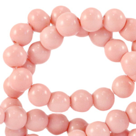 20 x Glaskralen opaque 8mm - salomon peach zalm roze