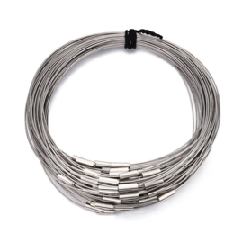 1 x  Magneetsluiting spang van RVS gecoat staaldraad lengte 44,5 cm x 1mm rvs kleur, nikkelvrije gladde sluiting