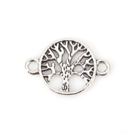 4 x Tibetaans zilveren tussenzetsel tree of life levensboom 23 x 15mm
