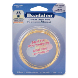 1 rol Beadalon German Style Wire 22 Gauge (0,64 mm) square – 3,5 meter – goudkleur – Tarnish Resistant