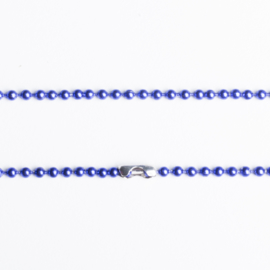 Ball chain ketting met sluiting 2mm x 80cm incl. sluiting blauw