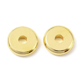 10 x DQ metalen rondellen schijf kralen 18K verguld, 8 x 2 mm, gat: 2 mm, goudkleur (Nikkelvrij)