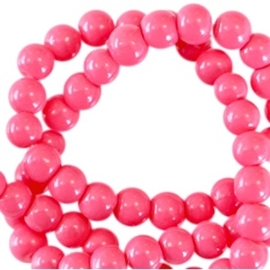 25 x 3 mm glaskralen opaque Raspberry rose gat 0,8mm