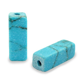 2 x  Natuursteen kralen tubes Turquoise blue marmer 13x5mm (Ø1mm)