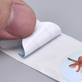 1 rol 500 stickers Wensetiket zegel rond 25mm Kerst 8 soorten