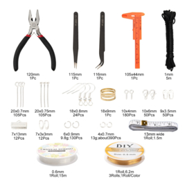 Starters pakket sieraden maken, sieraden onderdelen en gereedschap zilverkleur