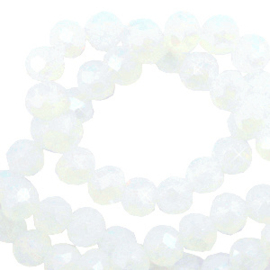 30 x Top Facet kralen 3x2 mm disc Brilliant white crystal-pearl shine coating