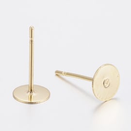 10 x 304 RVS oorstekers 24k Goldplated Tray 6 x 0,3mm pin 0,7mm