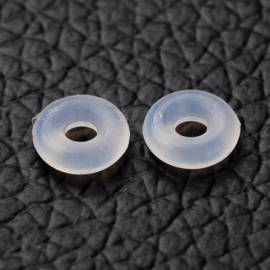 10 x Rubber stopper kralen 6 x 2 mm – gat 2 mm – transparant