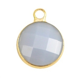 Crystal glas hanger rond 12mm Light grey opal-Gold  (Nikkelvrij)