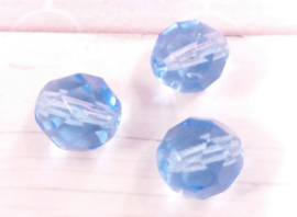 10 x glaskraal facet transparant blauw 8 mm Gat: 1 mm