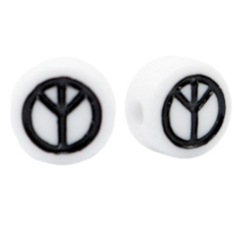 100 x Letterkralen van acryl peace White-black