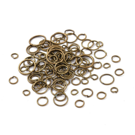 Ca. 100 x Metalen buigringen 4–12 mm x 0,7 mm – geel koper kleur