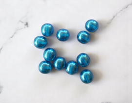 15 x Transparante DQ Glasparel – 10 mm – Kleur Teal – Gat ca. 1 mm