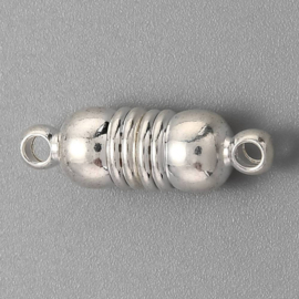2 x Magneetsluiting ovaal 18 x 6 mm – gat 1,6 mm – zilverkleur