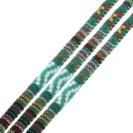 1 meter Trendy gestikt Aztec koord 6mm DarkGreen