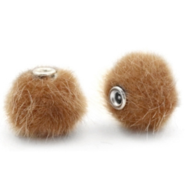 Pompom kralen faux fur 12mm Vintage golden brown  (op is op!)