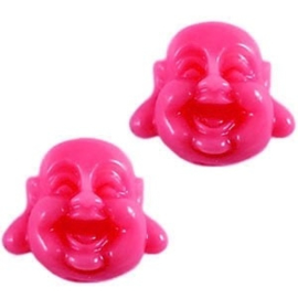 2 x Buddha Kraal Resin 12 mm Fuchsia Roze