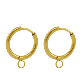 2 x Roestvrij stalen (RVS) Stainless steel oorbellen creolen Gold ca. 17mm (Ø2.4mm)