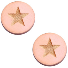 2 x Houten cabochon 12 mm star large Pink