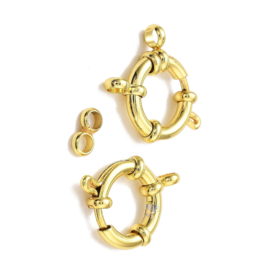 1 x Ion Plating(IP) RVS 304 veerslotje boei slot c.a. 22x 14,5 x 4mm oogjes 2 mm 18K verguld