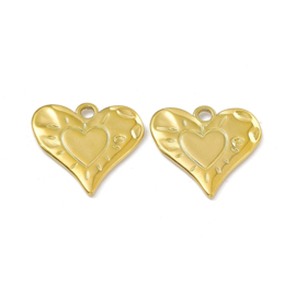1 x Ion Plating (IP) RVS 304 hart bedel Real 18k Gold Plated, 24 x 25,5 x 2mm oogje 3mm
