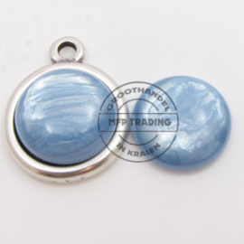 1 x Cabochon Rond Pearl Shine Sky Blue 16,4 mm