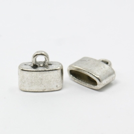 2 stuks tibetaans zilveren cord caps 10 x 11,5 x 5mm binnenzijde 2,5 x 9mm oogje: 2 mm