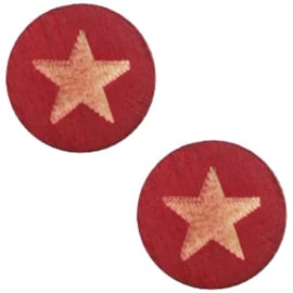 2 x Houten cabochon star 12mm Cherry red