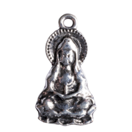 6 x metalen bedel buddha boedha zilver kleur 25 x13 mm oogje: 1,5mm