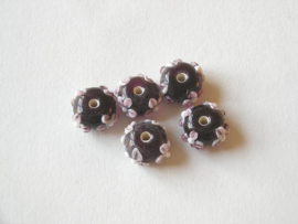 10 stuks  Aubergine  lampwork 15 x 8mm gat: 2 mm