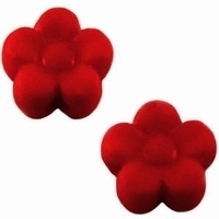 10 stuks Kunststof kraal bloempje mat rood. 8 mm