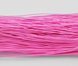 8 meter rond elastisch koord van rubber voorzien van een laagje stof 1mm roze