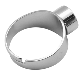 Metalen verstelbare basis ring zilver 17 diameter voor 8mm puntsteen