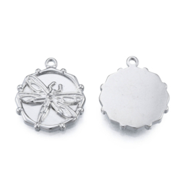 1 x Non-Tarnish RVS 304 bedel Libelle, 21 x 18 x 2,5mm oogje 1,6mm