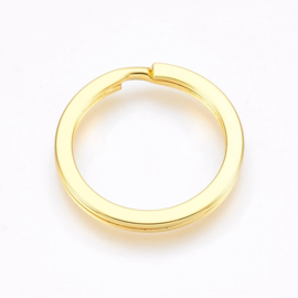 2 x Metalen Sleutelhanger Ring 25 x 2mm Goud