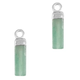 1 x Natuursteen hangers tube Crysolite green-silver