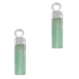 1 x Natuursteen hangers tube Crysolite green-silver Aventurijn Kwarts