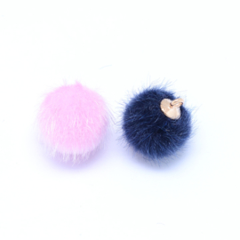 5 stuks Pompom bedels met oog mix kleuren 17 x 14mm, oogje: 1,5mm