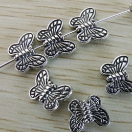 10 x Tibetaans zilveren vlinderkralen 10 x 8mm