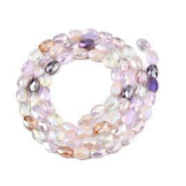 10 x Electroplate glaskralen ovaal 8x6x4 mm – Lilac AB-coating