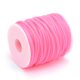 100 cm hol Rubber DQ koord 3mm gat: 1,5 mm Hot Pink