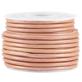 50cm DQ leer rond 3mm Rose brown metallic