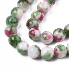 10 x  Edelsteen kralen geverfde witte Jade, Camellia 8mm, gat: 1mm