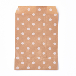 10 x  Fourniturenzakje kraft bruin met stippen  15 x 10cm