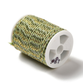 1 rol Metallic gevlochten koord – katoen/polyester mix – 1,5 mm – Olive Drab met goudkleurige draad – 4 meter