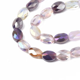10 x Electroplate glaskralen ovaal 8x6x4 mm – Lilac AB-coating