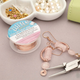 1 rol Beadsmith dead soft craft wire – 22 gauge – ca. Ø 0,65 mm – ca. 7,3 meter – roségoudkleur (nikkelvrij)