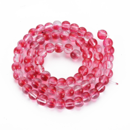 Streng met c.a. 65~67 ronde glaskralen 6~7mm gat 1,2mm Spray Painted  Camellia gold